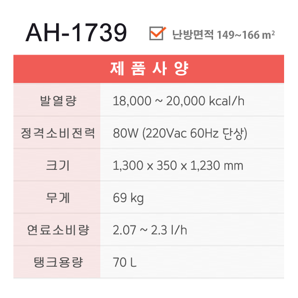 [단종]석유히터 AH-1739 (45-50평형) >> AH-1639 또는 1839 추천